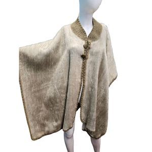 Una Alla Volta Alpaca Poncho Shawl One size Taupe